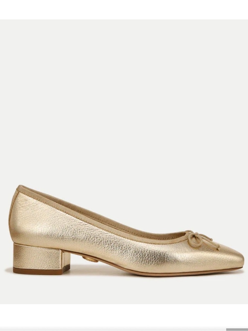 Veronica Beard Cecile Gold Metallic Leather Ballet Flat with Low Block Heel